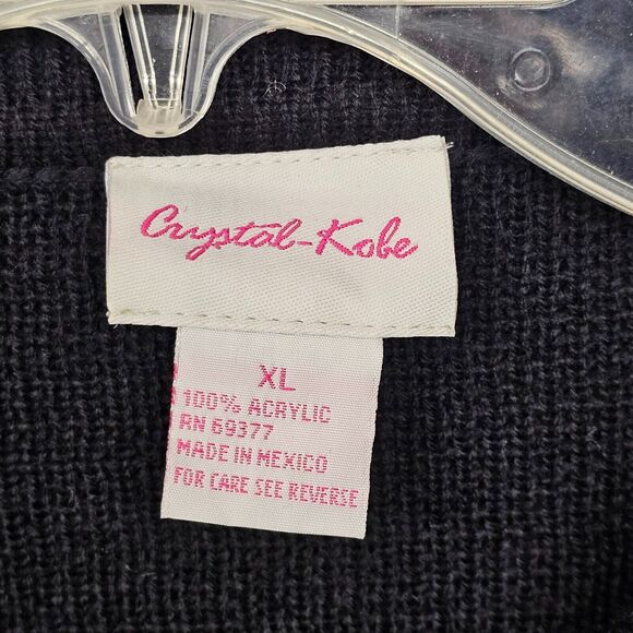 Vintage 90’s Crystal Kobe Cardigan XL Paisley Whimsygoth Dark Cottagecore Office - Picture 4 of 6